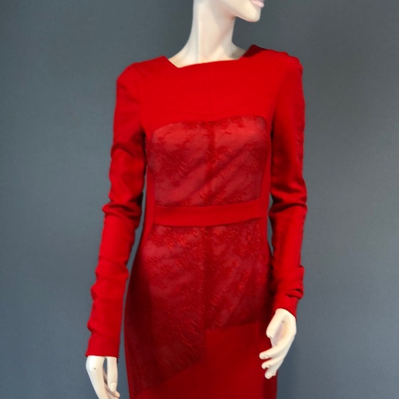NWOT Antonio Berardi Red Lace Insert Gown Sz 4 - Picture 3 of 7